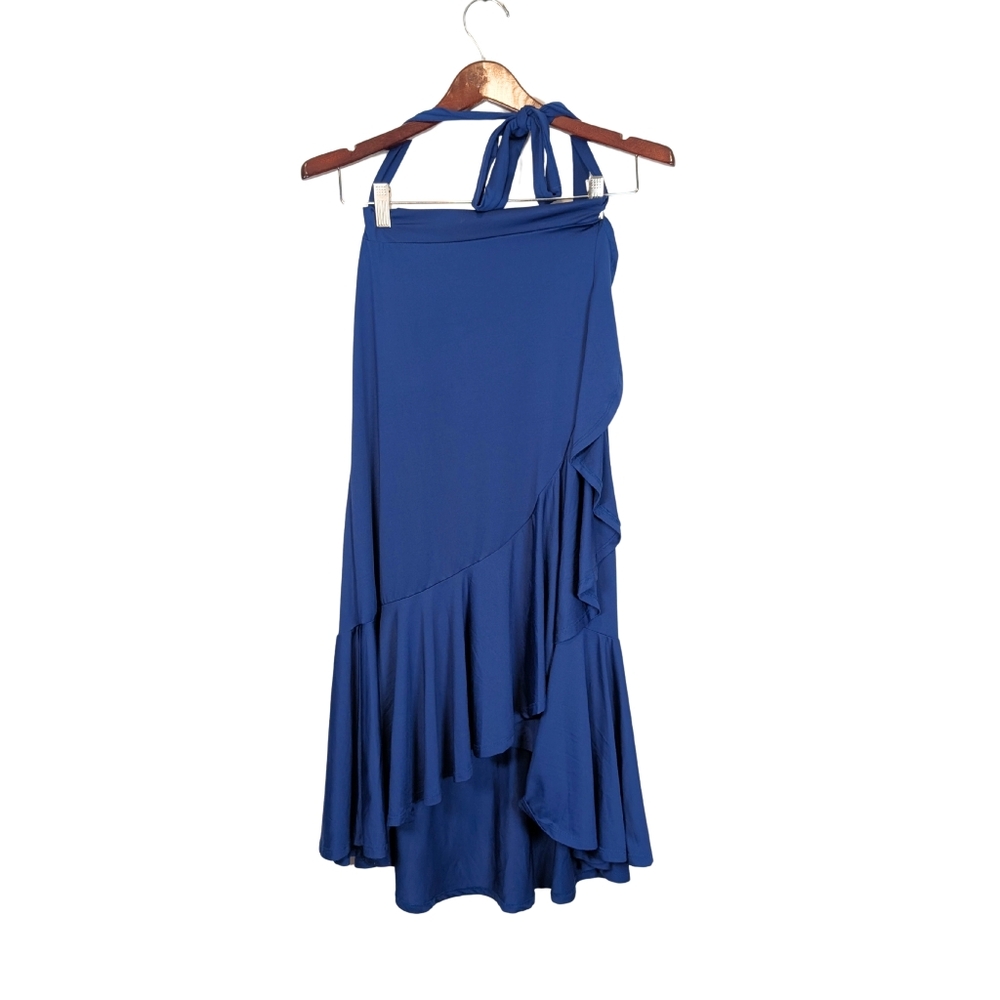 LulaRoe Women's XS Wrap Midi Skirt Tie Waist Ruffle Royal Blue